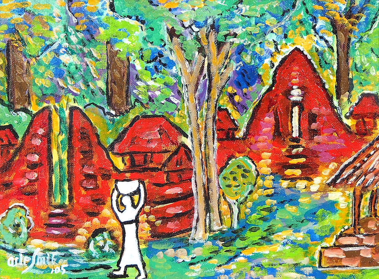 Girls Passing The Temple