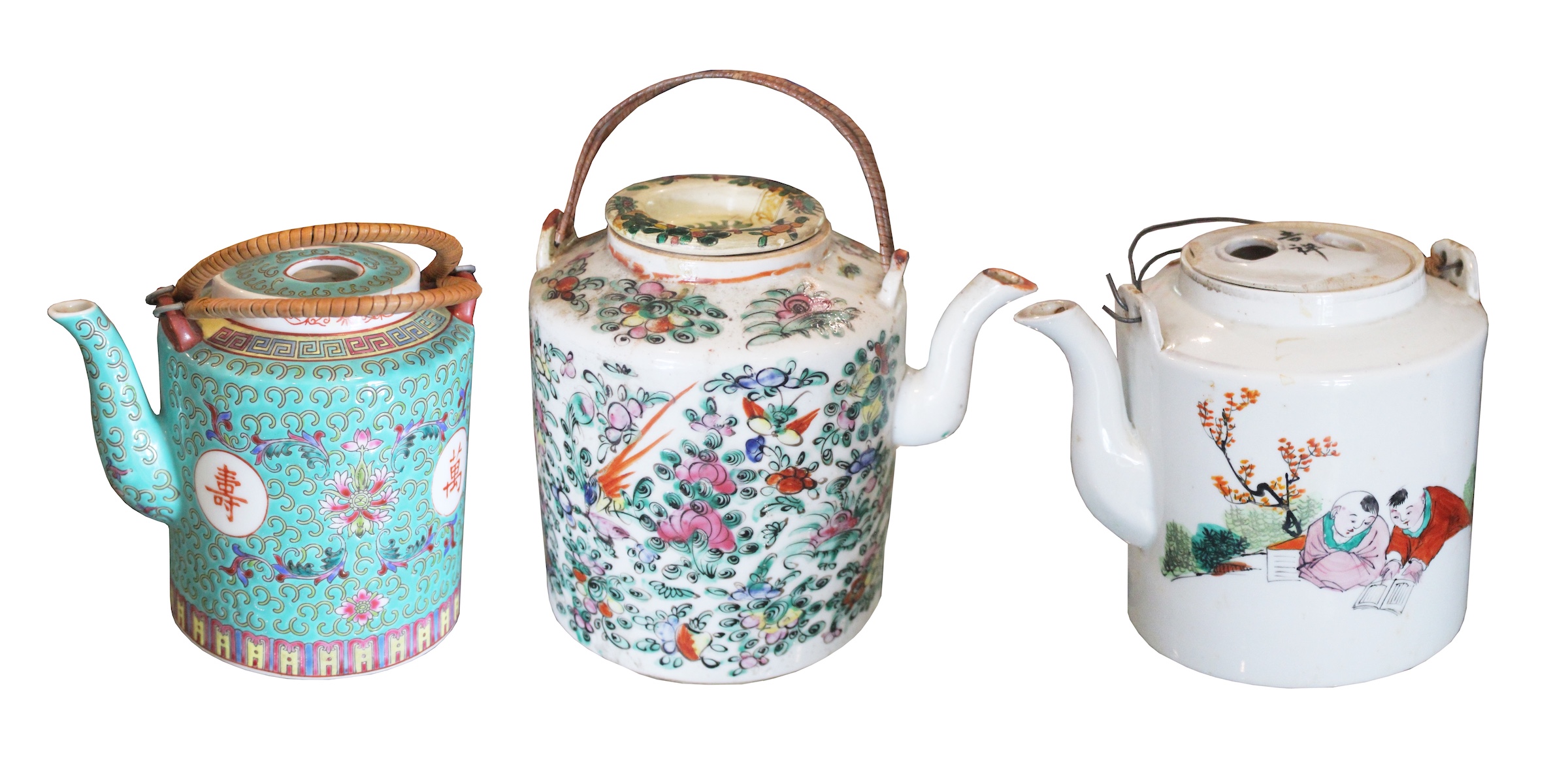 A group of three Chinese teapots consisting of one piece of late Qing teapot and two pieces of 20th century modern teapots