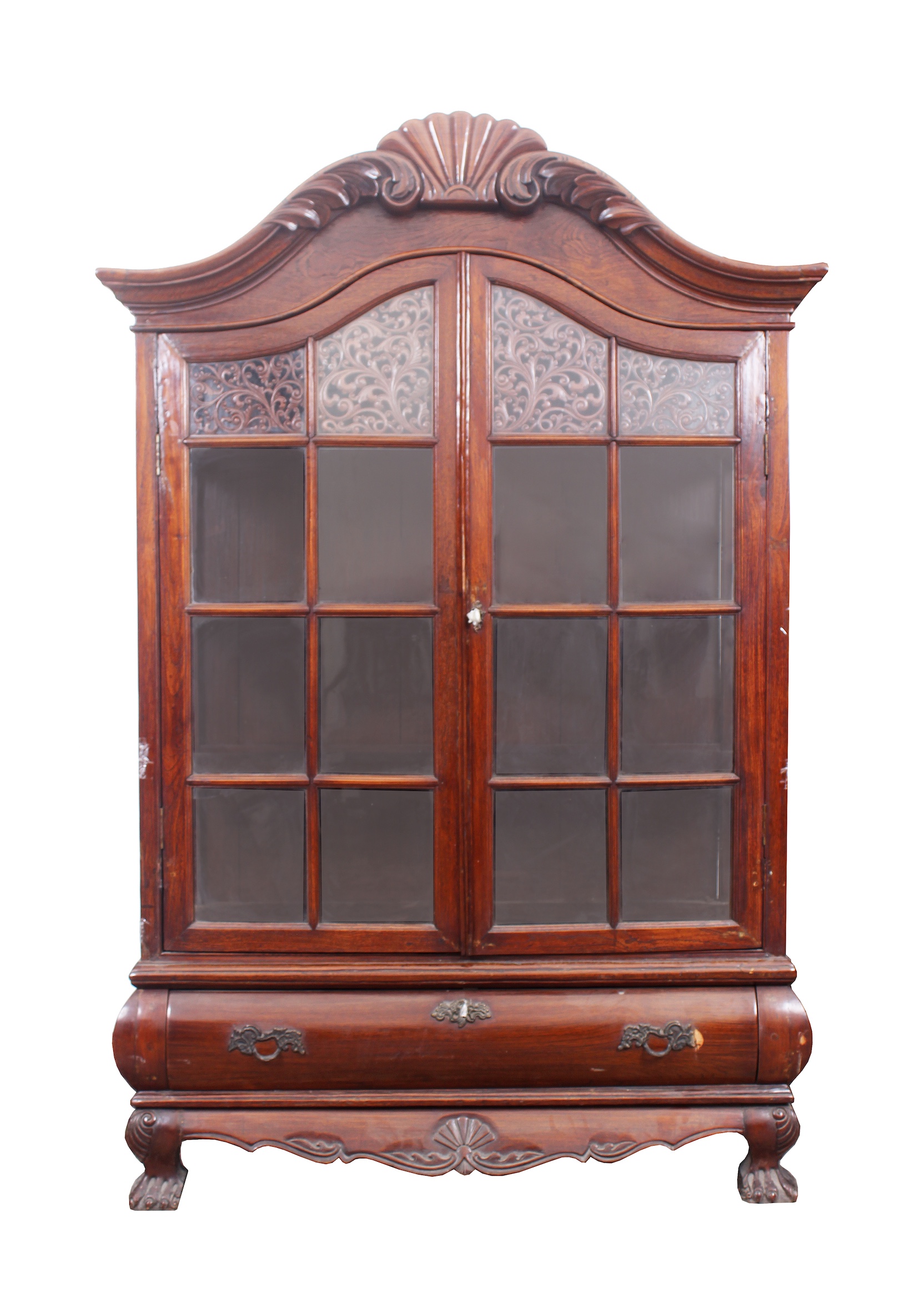 A 19th - 20th century carved teak display cabinet