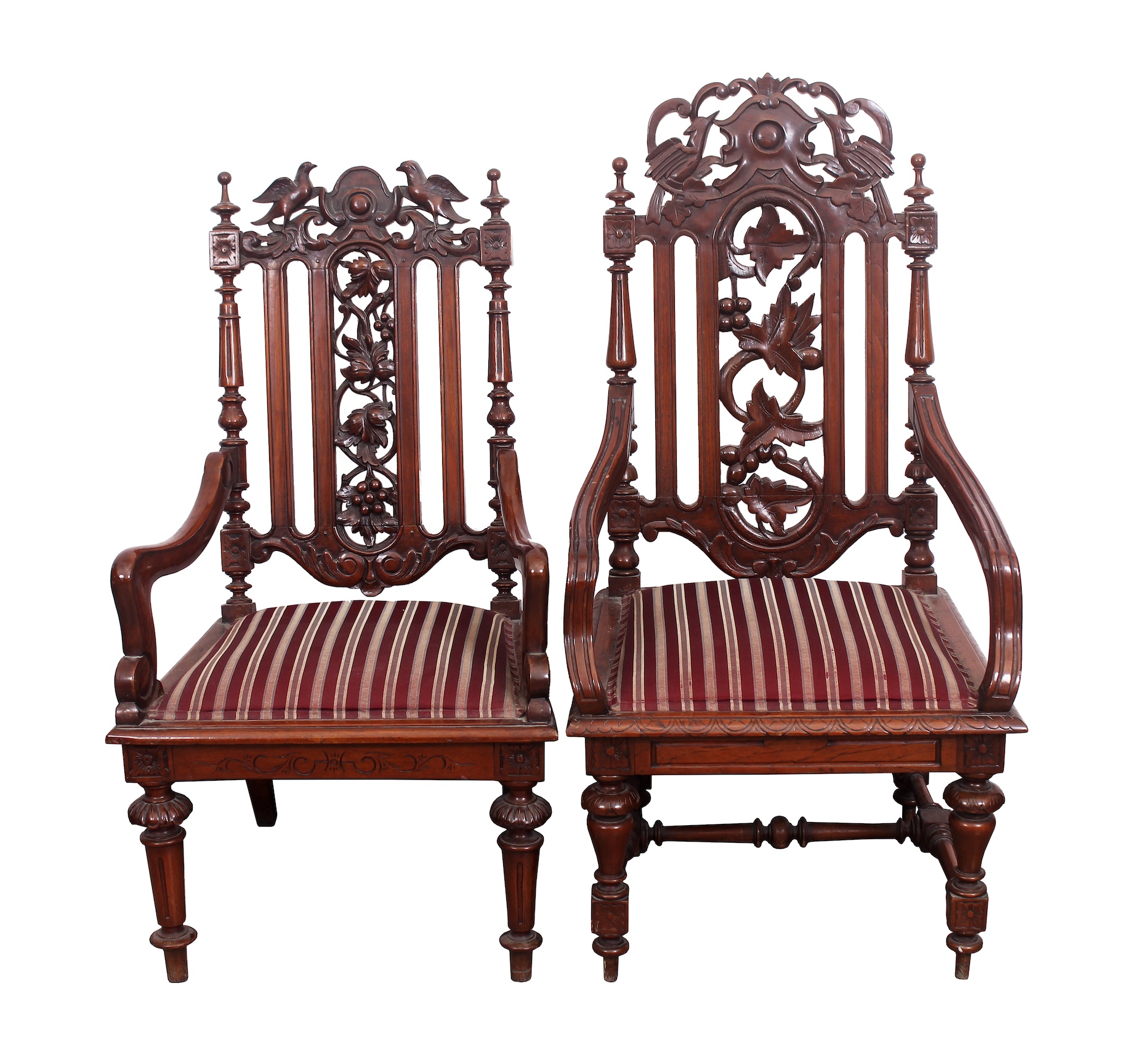 Two pieces of modern carved teak armchairs 