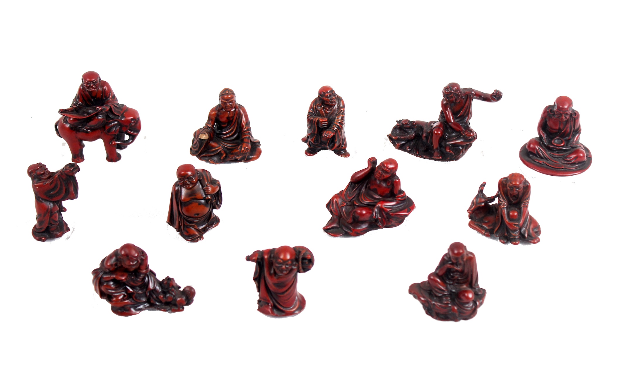 A group of  twelve of 20th century Chinese figurines models of Arhats and Bodhisattvas