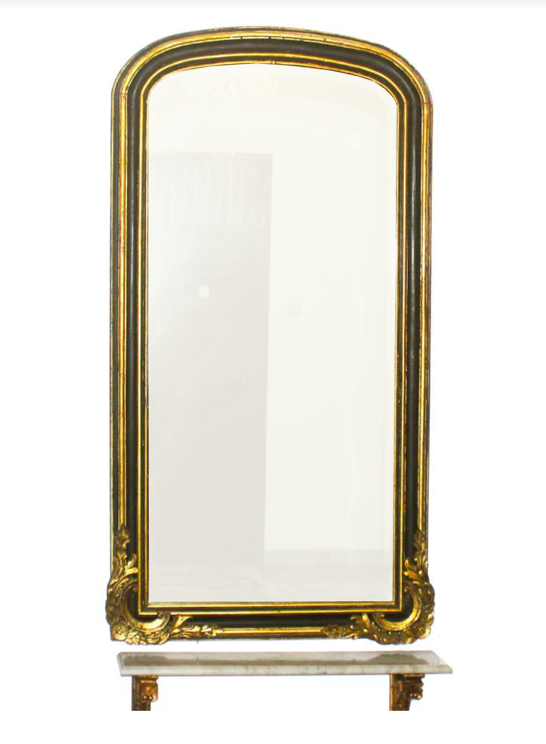 A 20th century gilt decorated wall mirror and stand