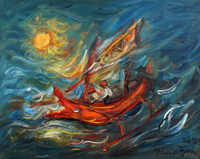 Perahu di Tengah Lautan