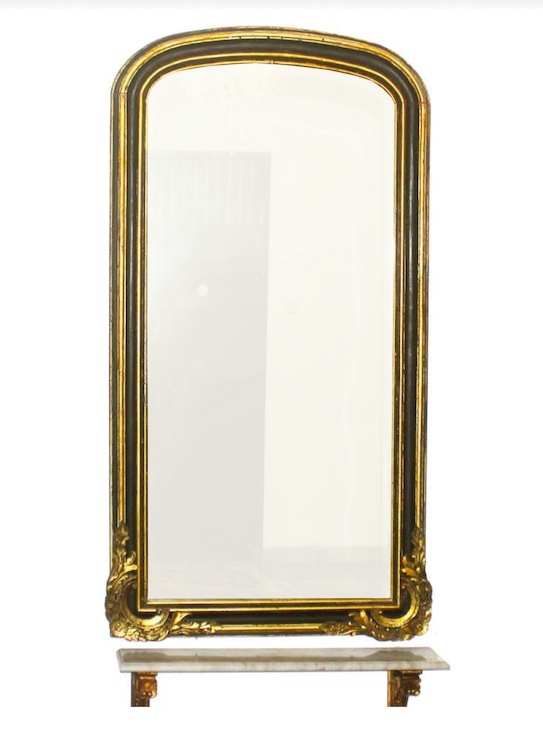 A 20th century gilt decorated wall mirror and stand