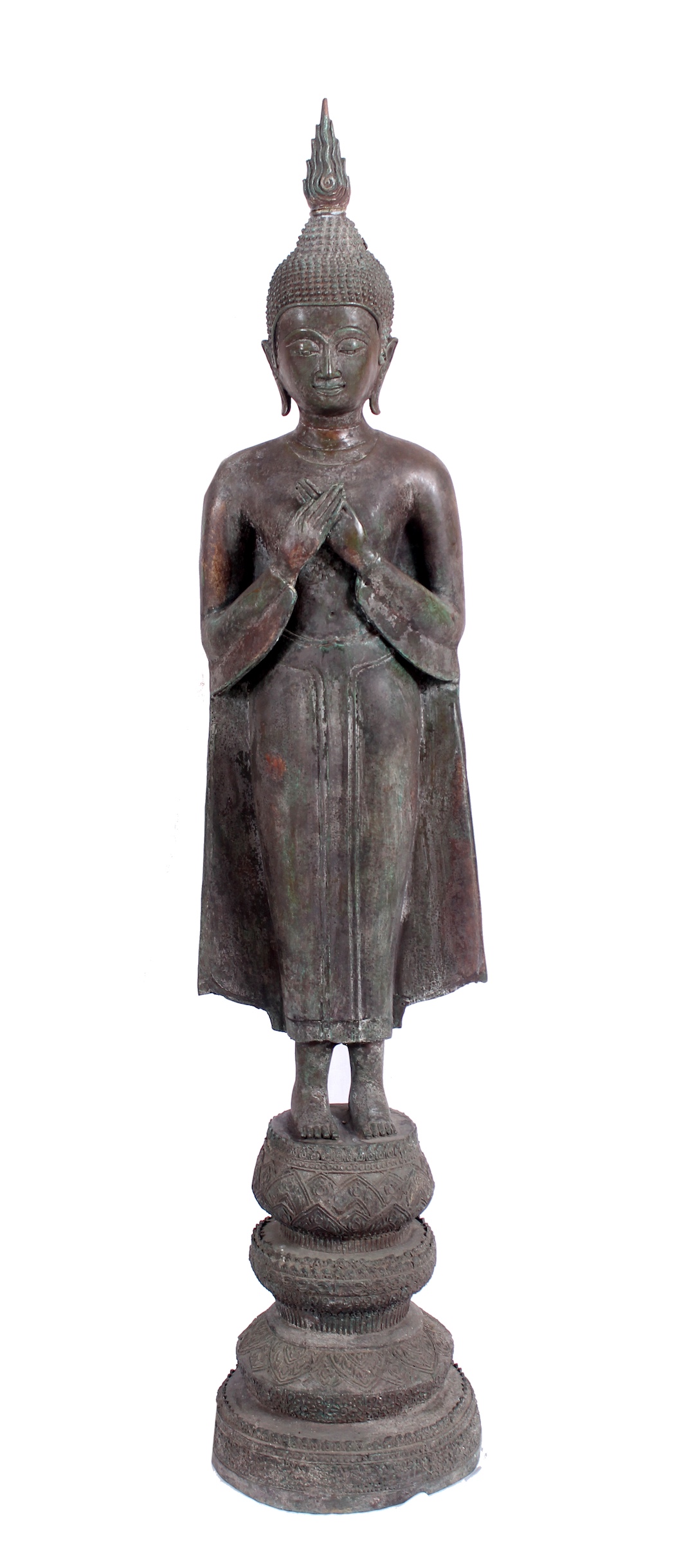 A 20th century bronze model of standing Buddha