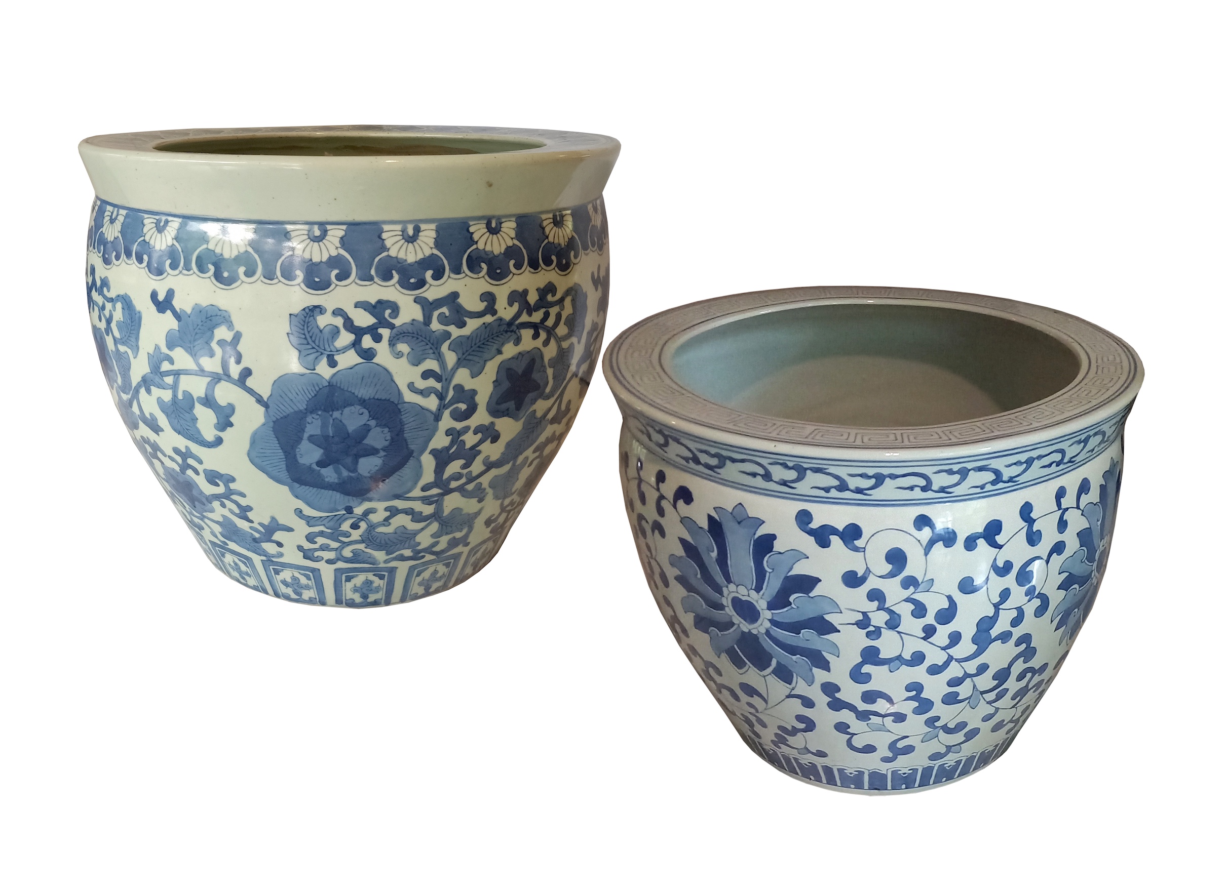 Two pieces of 20th century blue and white ceramic pots