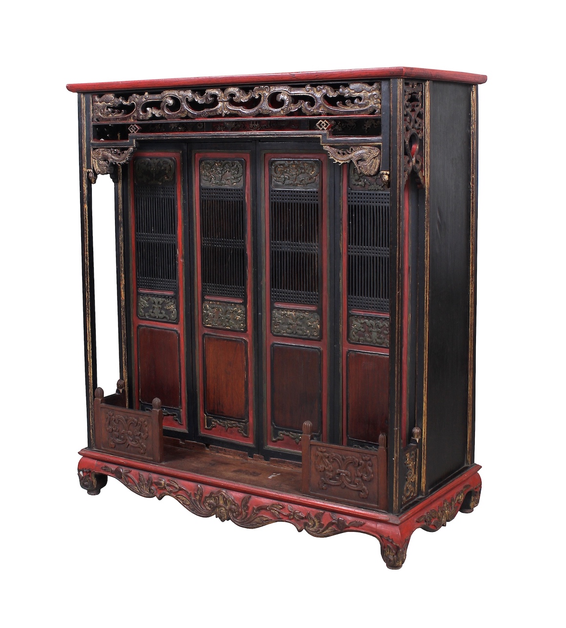 A 19th century peranakan Chinese carved teak shrine